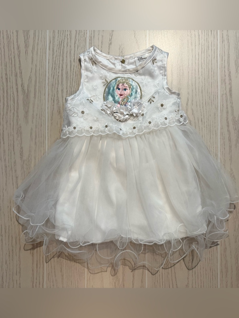 Disney Store Frozen Elsa Dress Girls 2 White Tulle‎ Princess Costume EUC